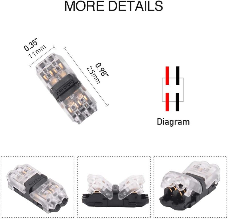 Brightfour Solderless Wire Splice Connectors, 2 Way Automotive, Fits 20-24 AWG - Image 3